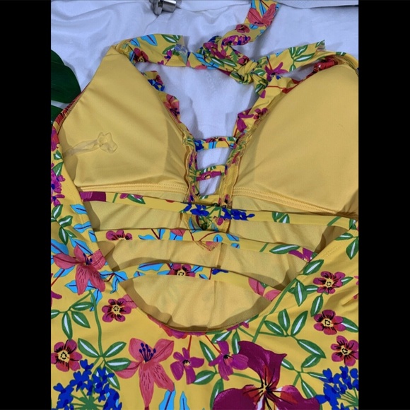 NEW Bleu Rod Beattie Magic Garden Plunge Ruffle One‎ Piece Swimsuit [SZ 12 ] - Picture 7 of 12